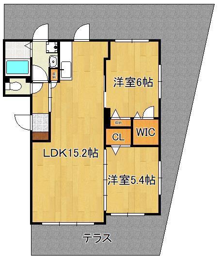 VENT VERT 丸町(2LDK/1階)の間取り写真