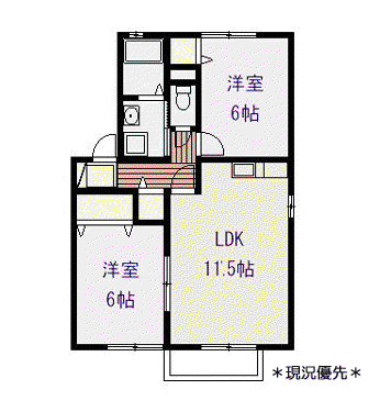 セジュール上徳間B(2LDK/2階)の間取り写真