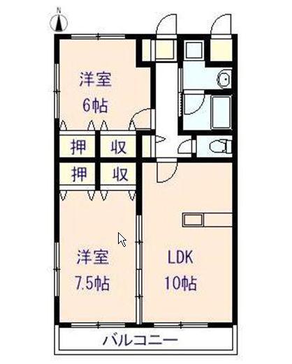 ラパンデュモア(2LDK/2階)の間取り写真