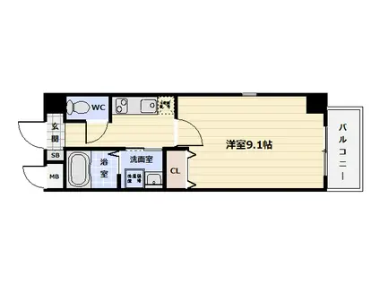 ラソ二条(1K/2階)の間取り写真