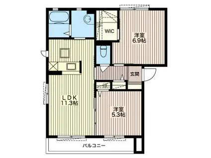 ベイサージュ I(2LDK/1階)の間取り写真