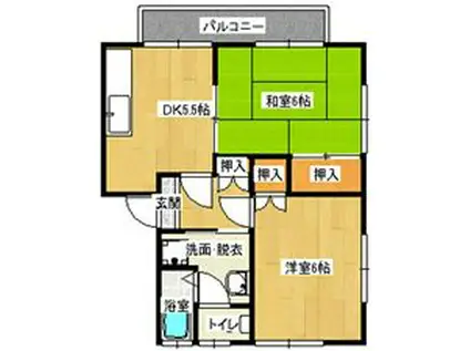 コーポ松岡(2K/2階)の間取り写真