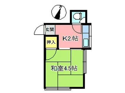 ミズカハイム(1K/2階)の間取り写真