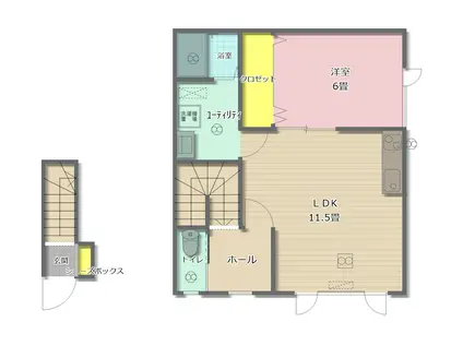 CISNE(1LDK/2階)の間取り写真