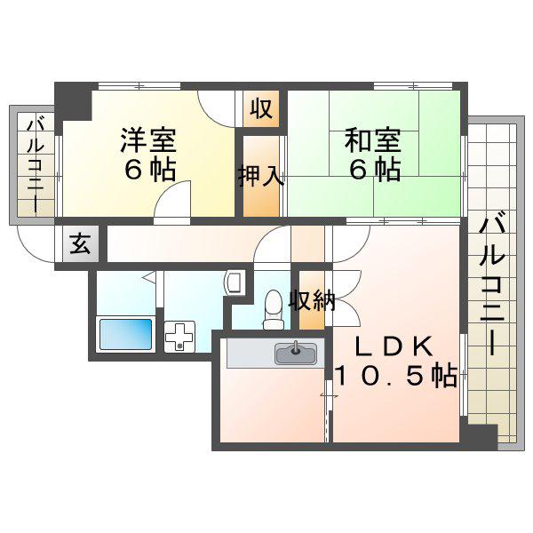 グランピアウエスト(2LDK/1階)の間取り写真