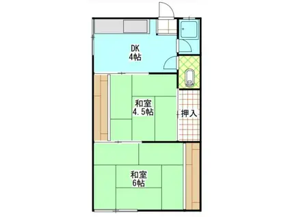 第2昌楽荘(2DK/2階)の間取り写真