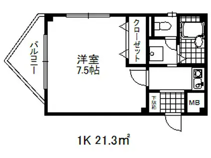 プレステージ三宮(1K/3階)の間取り写真