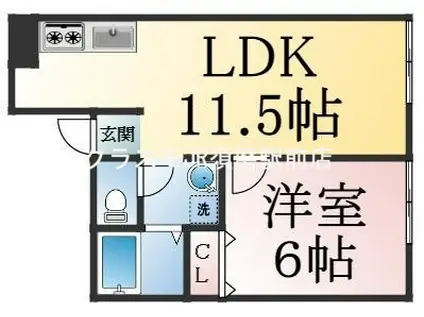 吉岡ハイツ(1LDK/2階)の間取り写真