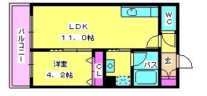 クスノキハウス(1LDK/3階)の間取り写真