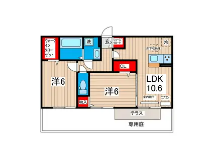 サクシード高浜 A・B(2LDK/1階)の間取り写真