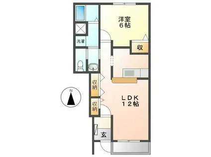 アンジェ・ロゼ(1LDK/1階)の間取り写真