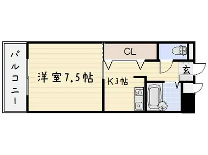 ピュアシティ小倉(1K/8階)の間取り写真