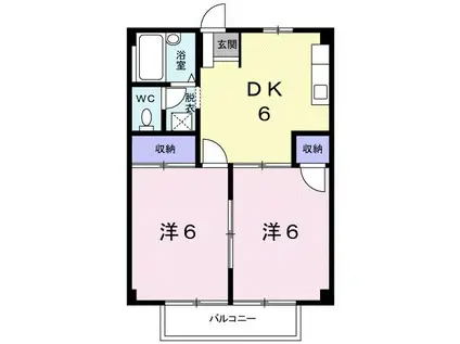 キャピタル涼松(2DK/2階)の間取り写真
