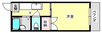 ヨークハウス(1K/2階)の間取り写真