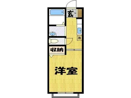 京成本線 京成津田沼駅 徒歩7分 2階建 築21年(1K/1階)の間取り写真