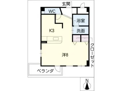 ミクニハイツIII(ワンルーム/2階)の間取り写真