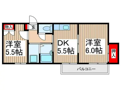 川越M・S(2DK/2階)の間取り写真