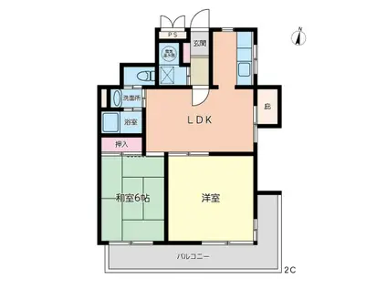石川マンション(2LDK/2階)の間取り写真