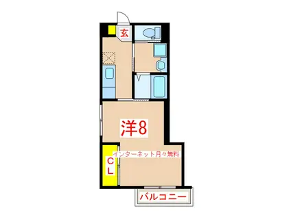 ラピス下荒田(1K/3階)の間取り写真