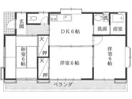 加須市南町アパート(3DK/2階)の間取り写真