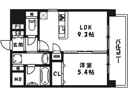 NOBLE UMEKITA(1LDK/1階)の間取り写真
