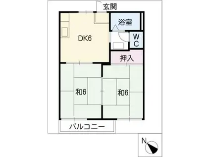 アメニティ京(2DK/1階)の間取り写真