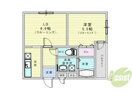 LUCE(1LDK/3階)の間取り写真