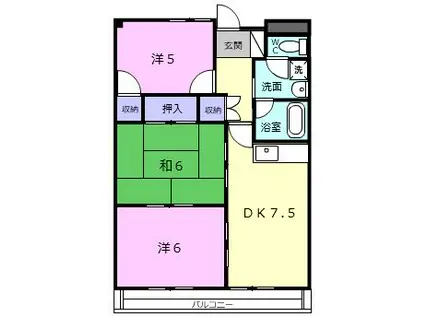 グリーンコートヒロII(3DK/7階)の間取り写真