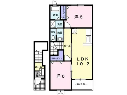 ビバリーヒルズ春山B(2LDK/2階)の間取り写真