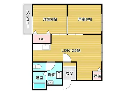 リバーサイド小車3号(2LDK/1階)の間取り写真