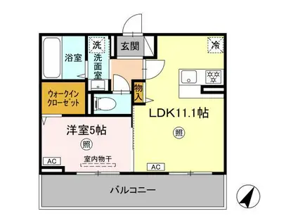 カーサフェリーチェ(1LDK/2階)の間取り写真