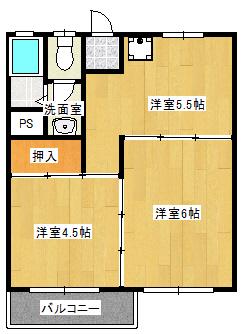 コオリナハウス(2DK/1階)の間取り写真