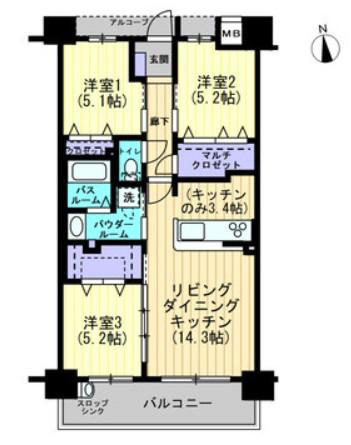 アルファスマート南国III(3LDK/6階)の間取り写真