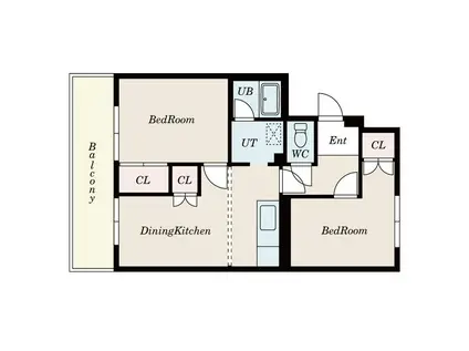 ドムール芝高(2DK/3階)の間取り写真