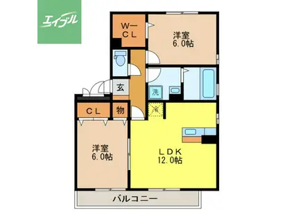 リビングタウン長与II(2LDK/3階)の間取り写真