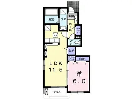 グラウンド ナッツ(1LDK/1階)の間取り写真