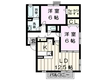 リビングタウン泉大津B(2LDK/2階)の間取り写真