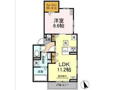 リッツハウスII(1LDK/1階)の間取り写真