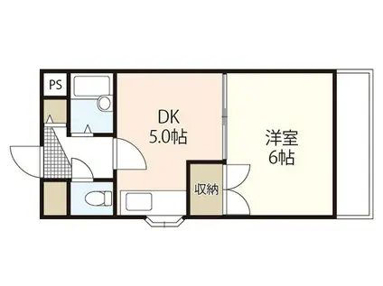 サンハイム庚午南(1DK/4階)の間取り写真