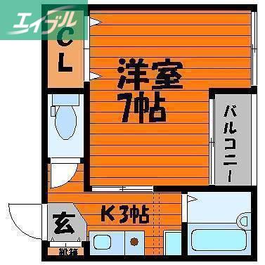 サライ西古松(1K/2階)の間取り写真