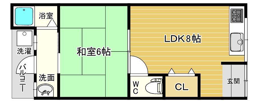 大村文化(1LDK/1階)の間取り写真