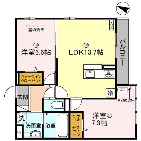 パサログランデ上野芝(2LDK/3階)の間取り写真
