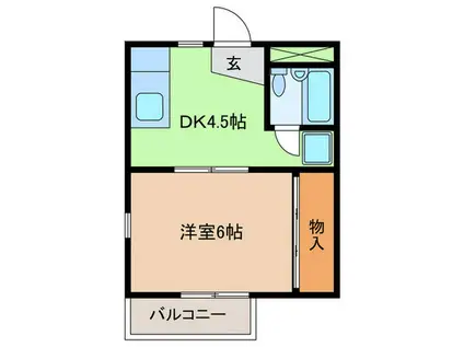 ベアーハイツ(1DK/2階)の間取り写真