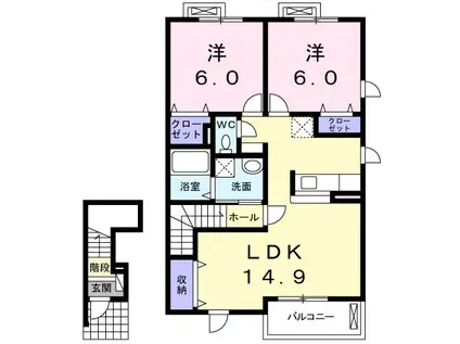 リスティ ストロイエ(2LDK/1階)の間取り写真