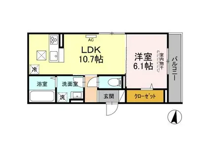 ベルフィーユII(1LDK/1階)の間取り写真