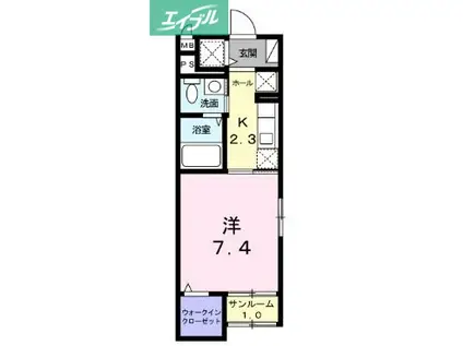 プランドール 十日市(1K/1階)の間取り写真