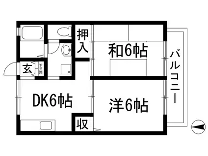絹延ハイツ(2DK/2階)の間取り写真