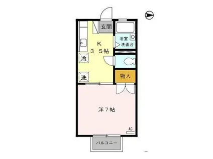 ルミエール関谷(1K/2階)の間取り写真