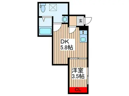 新緑と桜のシャルール(1DK/1階)の間取り写真