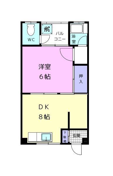 ダイトウハイツ北棟(1DK/2階)の間取り写真